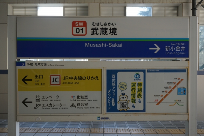 鉄道乗車記録の写真:駅名看板(2)        「多摩川線武蔵境駅」