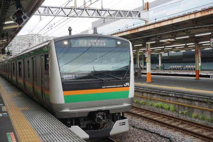 鉄道乗車記録の写真:乗車した列車(外観)(1)        「東京側から入線するところを撮影」