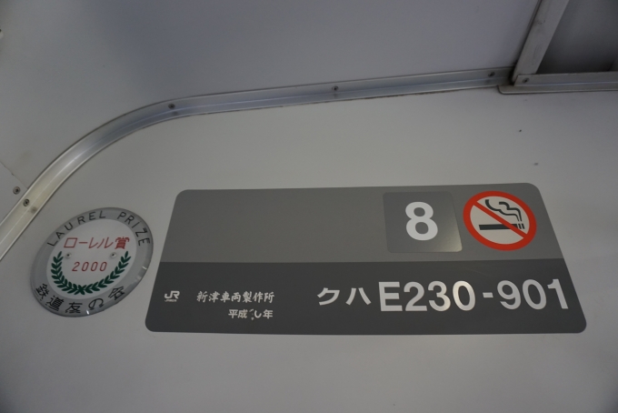 鉄道乗車記録の写真:車両銘板(2)        「JR東日本 クハE230-901」