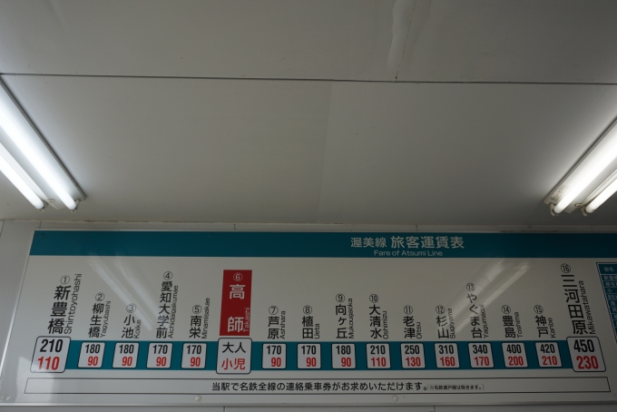 鉄道乗車記録の写真:駅舎・駅施設、様子(10)        「高師駅きっぷ運賃」