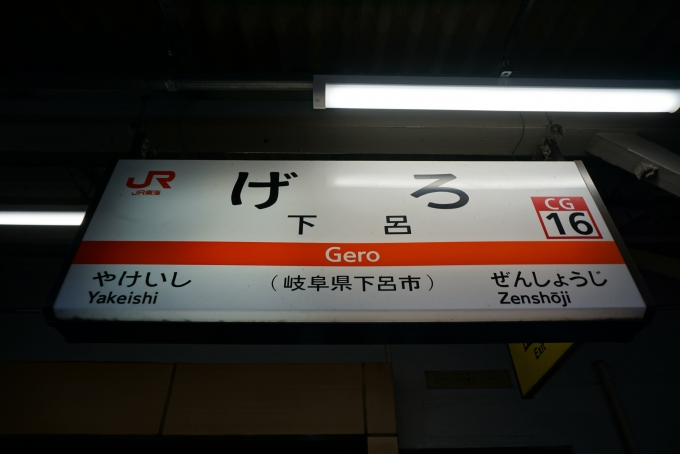 鉄道乗車記録の写真:駅名看板(20)        「下呂駅」