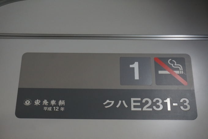 鉄道乗車記録の写真:車両銘板(5)        「JR東日本 クハE231-3」
