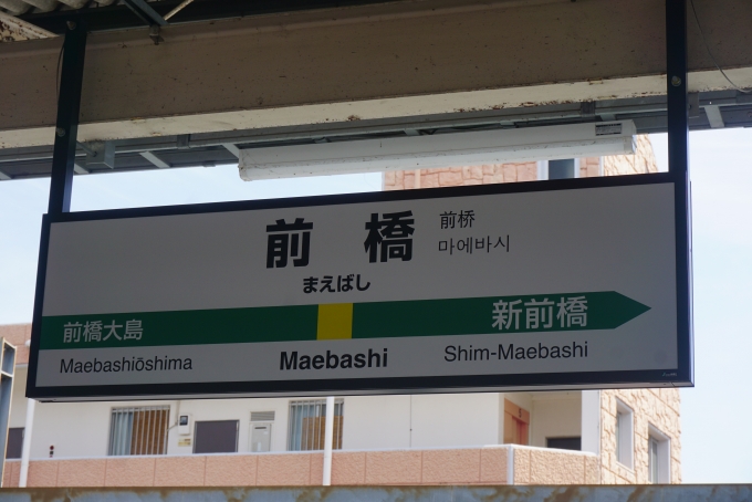 鉄道乗車記録の写真:駅名看板(4)        「前橋駅」