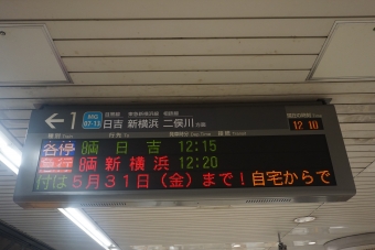 大岡山駅から武蔵小杉駅の乗車記録(乗りつぶし)写真