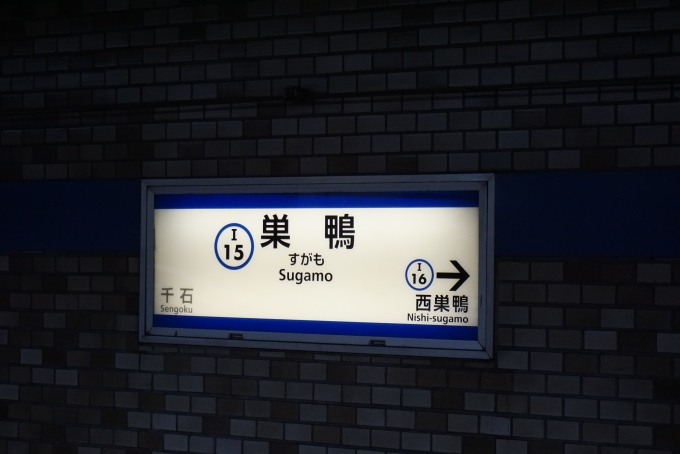 鉄道乗車記録の写真:駅名看板(2)        「三田線巣鴨駅」