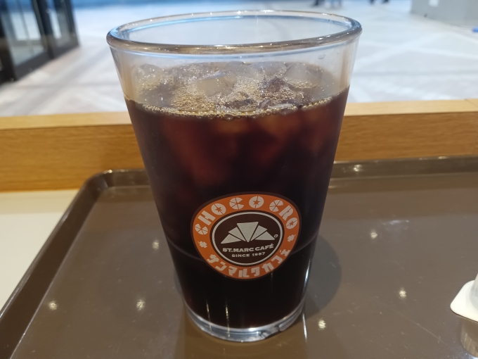 鉄道乗車記録の写真:旅の思い出(23)        「サンマルクカフェプレナ幕張店で注文したアイスアメリカンコーヒー」