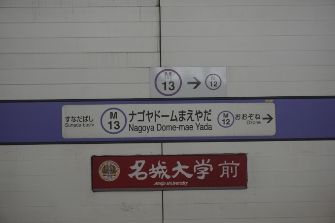 鉄道乗車記録の写真:駅名看板(4)        「ナゴヤドーム前矢田駅」