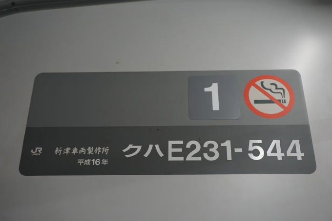 鉄道乗車記録の写真:車両銘板(4)        「JR東日本 クハE231-544」