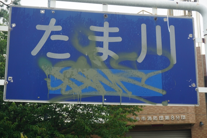 鉄道乗車記録の写真:旅の思い出(10)        「京王多摩川駅から徒歩数分にある多摩川看板」