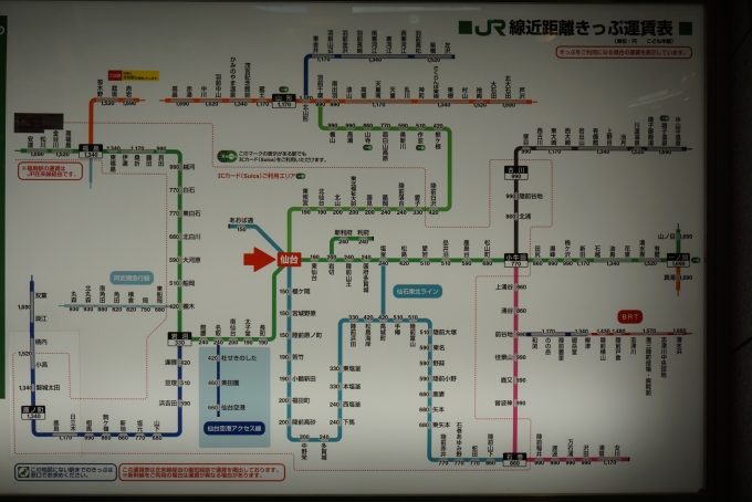 鉄道乗車記録の写真:駅舎・駅施設、様子(13)        「仙台駅きっぷ運賃」