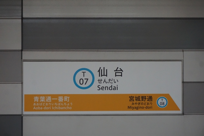 鉄道乗車記録の写真:駅名看板(4)        「仙台市営地下鉄東西線」