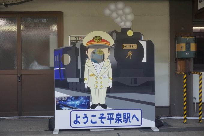 鉄道乗車記録の写真:駅舎・駅施設、様子(5)        「ようこそ平泉駅へ」