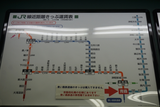 鉄道乗車記録の写真:駅舎・駅施設、様子(4)        「JR青森駅きっぷ運賃」