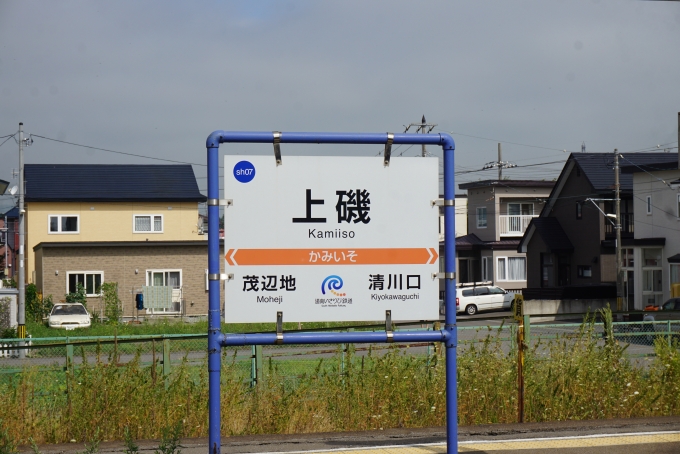 鉄道乗車記録の写真:駅名看板(9)        「上磯駅」