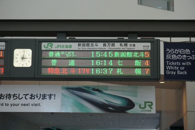 鉄道乗車記録の写真:駅舎・駅施設、様子(7)        「函館駅発車案内」