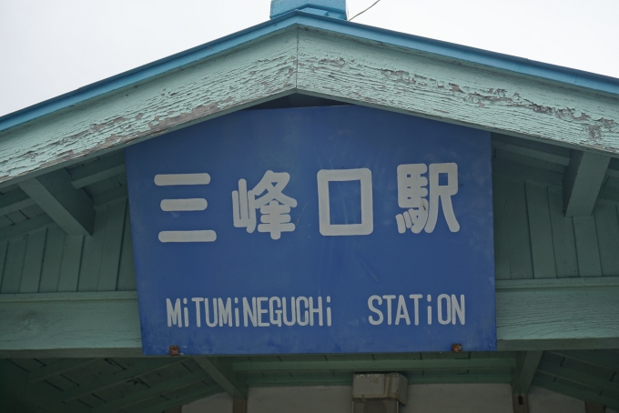 鉄道乗車記録の写真:駅名看板(3)        「三峰口駅入口」