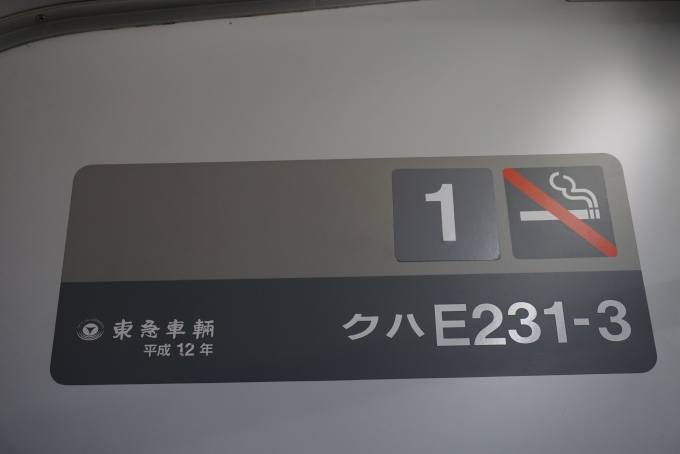 鉄道乗車記録の写真:車両銘板(2)        「JR東日本 クハE231-3」