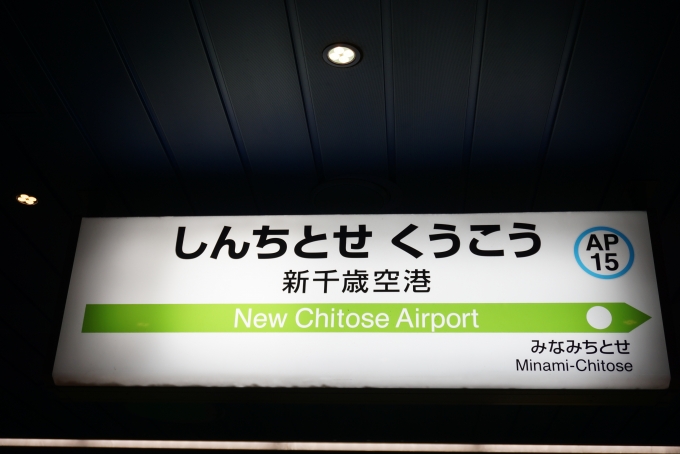 鉄道乗車記録の写真:駅名看板(7)        「新千歳空港駅」