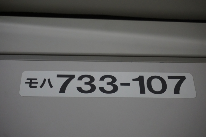 鉄道乗車記録の写真:車両銘板(2)        「JR北海道 モハ733-107」