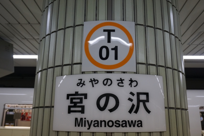 鉄道乗車記録の写真:駅名看板(3)        「東西線宮の沢駅」