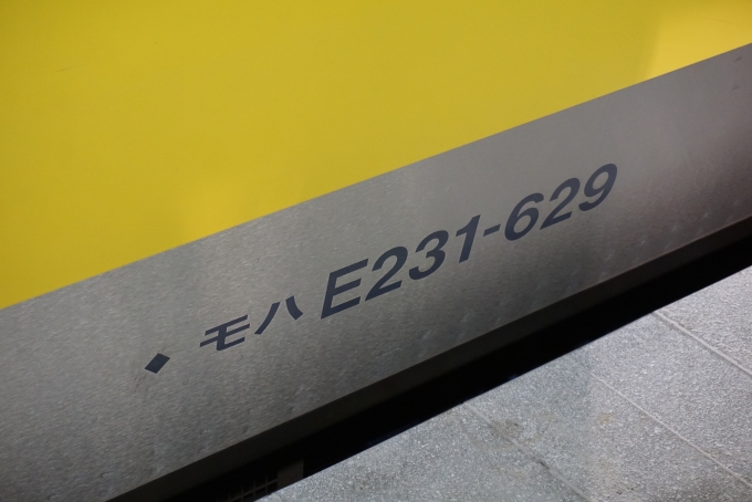 鉄道乗車記録の写真:車両銘板(2)        「JR東日本 モハE231-629」