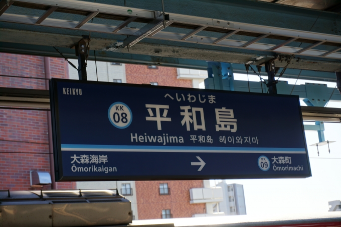 鉄道乗車記録の写真:駅名看板(4)        「平和島駅」