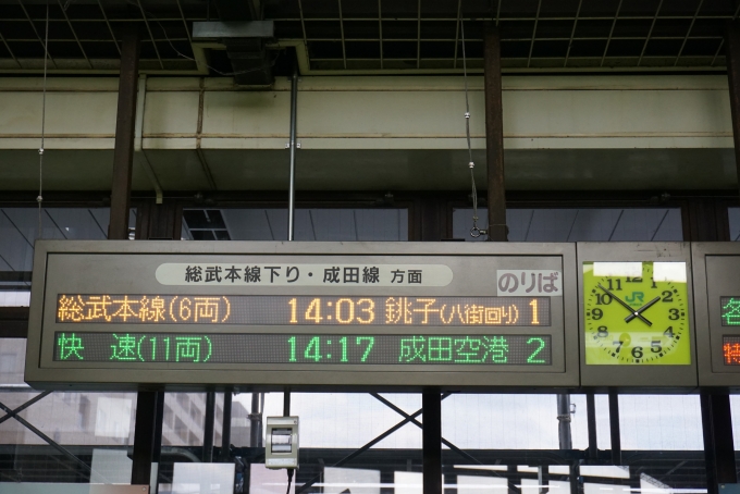 鉄道乗車記録の写真:駅舎・駅施設、様子(2)        「総武本線下りと成田線案内」