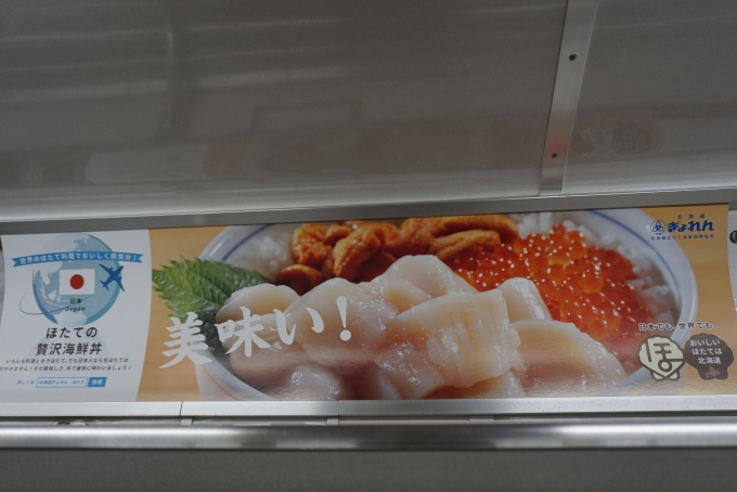 鉄道乗車記録の写真:車内設備、様子(9)        「ほたての贅沢海鮮丼」