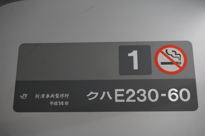 鉄道乗車記録の写真:車両銘板(2)        「JR東日本 クハE230-60」