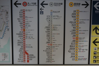 銀座駅から大手町駅の乗車記録(乗りつぶし)写真