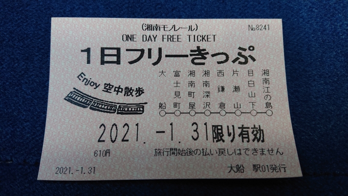 鉄道乗車記録の写真:きっぷ(6)        「湘南モノレール1日フリーきっぷ」
