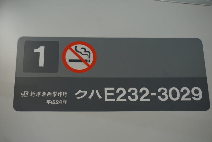 鉄道乗車記録の写真:車両銘板(2)        「JR東日本 クハE232-3029」