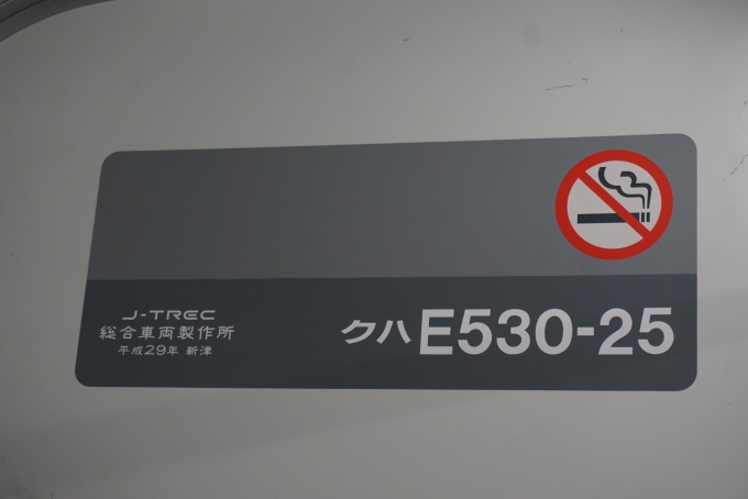 鉄道乗車記録の写真:車両銘板(2)        「JR東日本 クハE530-25」