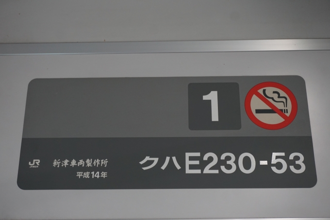 鉄道乗車記録の写真:車両銘板(3)        「JR東日本 クハE230-53」