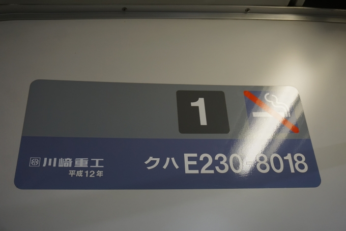 鉄道乗車記録の写真:車両銘板(2)        「JR東日本 クハE230-8018」