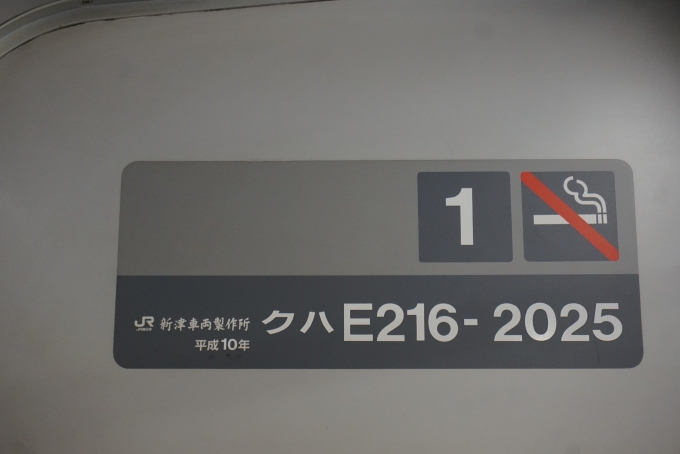 鉄道乗車記録の写真:車両銘板(4)        「JR東日本 クハE216-2025」