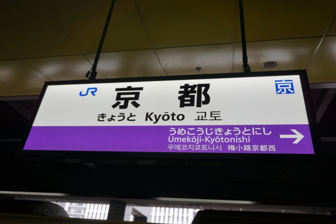 鉄道乗車記録の写真:駅名看板(2)        「嵯峨野線京都駅」