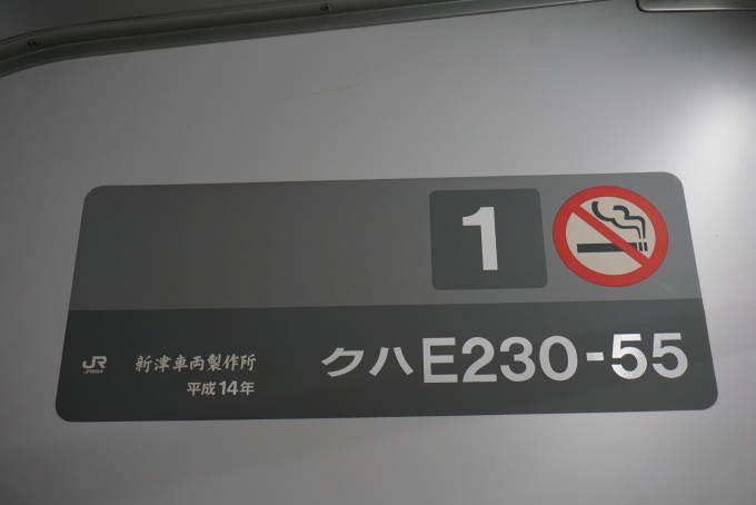 鉄道乗車記録の写真:車両銘板(2)        「JR東日本 クハE230-55」