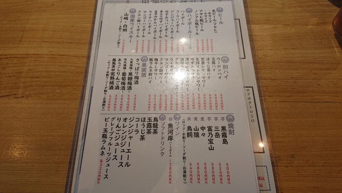 鉄道乗車記録の写真:旅の思い出(8)        「黒澤惣三商店のアルコールメニュー」