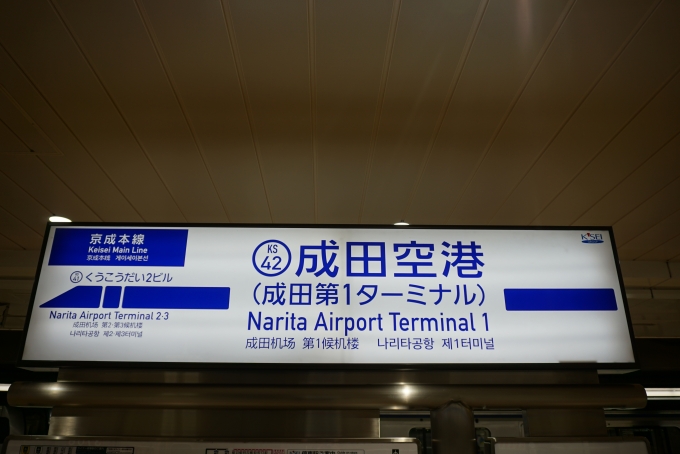 鉄道乗車記録の写真:駅名看板(3)        「成田空港駅」