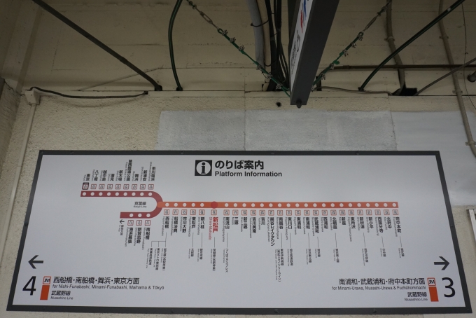 鉄道乗車記録の写真:駅舎・駅施設、様子(5)        「武蔵野線新松戸駅のりば案内」
