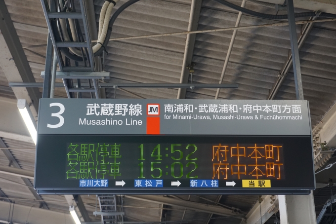 鉄道乗車記録の写真:駅舎・駅施設、様子(2)        「新松戸駅3番線案内」
