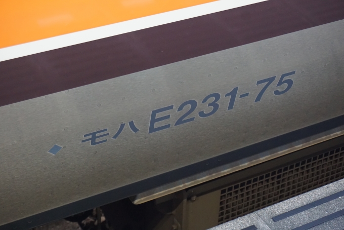 鉄道乗車記録の写真:車両銘板(3)        「JR東日本 モハE231-75」