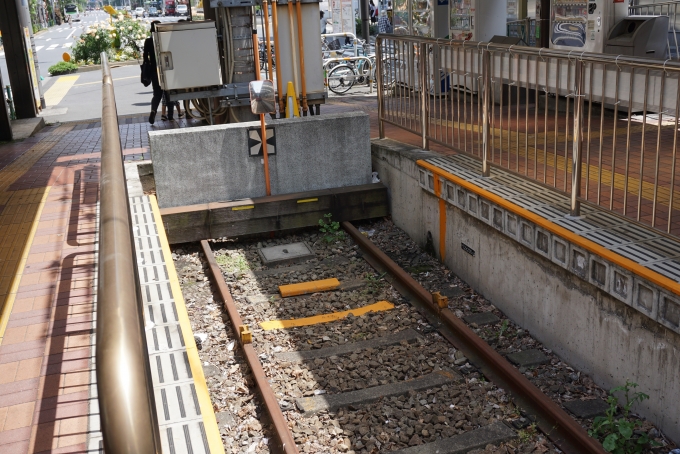 鉄道乗車記録の写真:駅舎・駅施設、様子(6)        「早稲田停留場車止め」