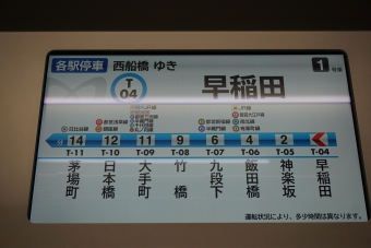 早稲田駅から九段下駅の乗車記録(乗りつぶし)写真