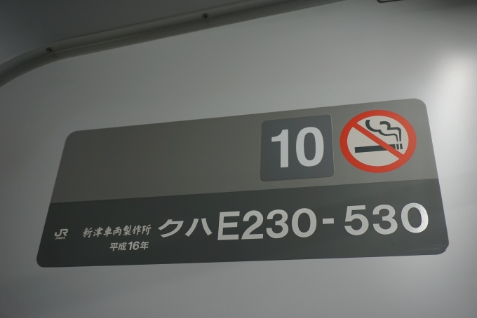 鉄道乗車記録の写真:車両銘板(1)          「JR東日本 クハE230-530」