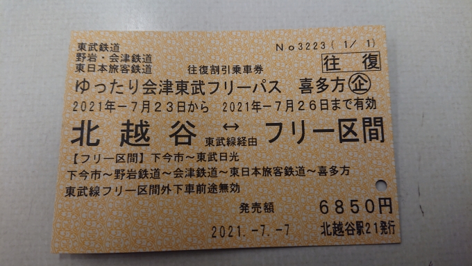 鉄道乗車記録の写真:きっぷ(5)        「ゆったり会津東武フリーパス」