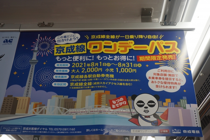 鉄道乗車記録の写真:車内設備、様子(9)        「京成ワンデーパス広告」