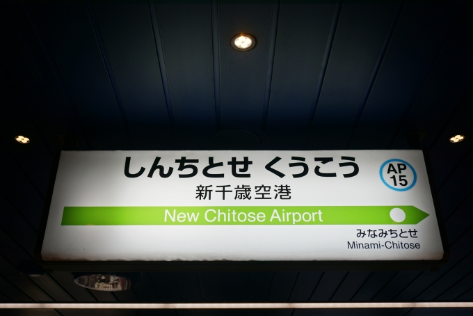 鉄道乗車記録の写真:駅名看板(7)        「新千歳空港駅」