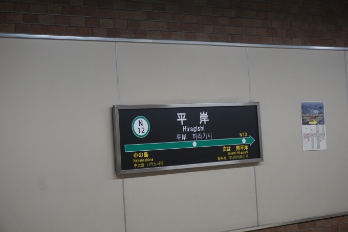 鉄道乗車記録の写真:駅名看板(7)        「平岸駅」